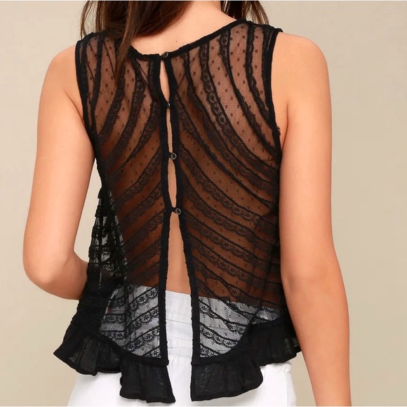 Free People Tops - Free People She's a Doll Sheer Black Lace Crop Top